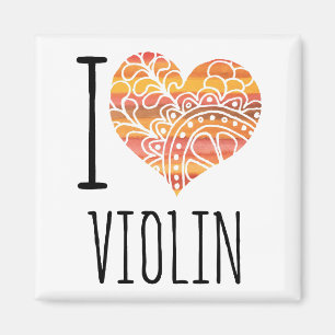 Íman Eu Amo Violin Orange Mandala Heart