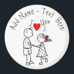 Íman Eu Amo Você - Casal Bonito - Texto Personalizado /<br><div class="desc">Amo-Te - Nome Personalizado / Texto - Presente Romântico de Amor - Escolha as tuas cores favoritas / Adicione O Nome Do TEU AMOR!</div>