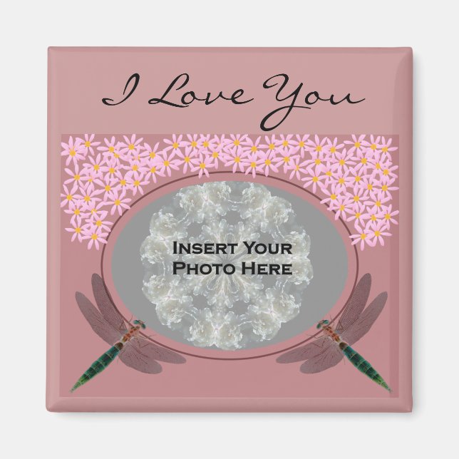 Íman Eu Amo Você Dragonfly Fotografia Personalizável Ma (Frente)