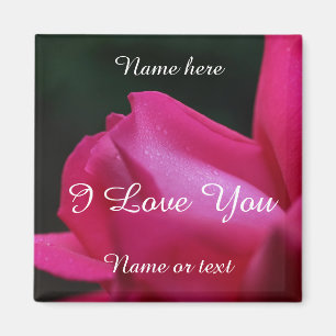 Íman Eu Amo Você Flor Vermelho Rosebud Personalizado
