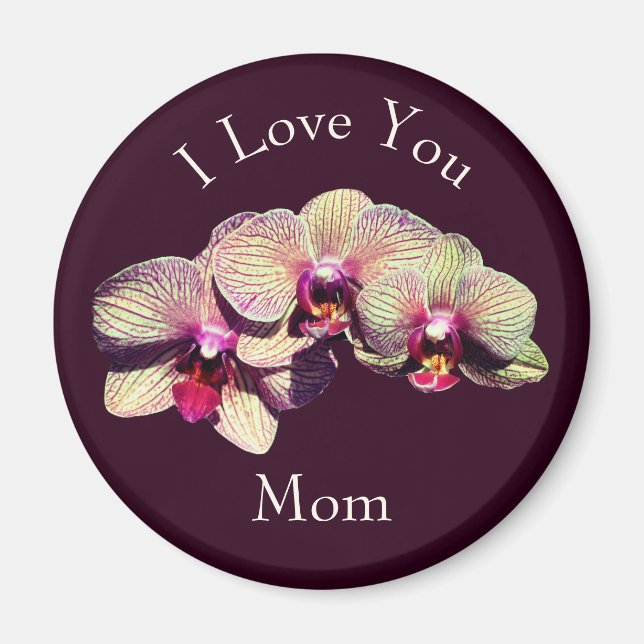 Íman Eu Amo Você Mãe Flores de Orquídea Chique (Frente)