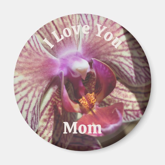 Íman Eu Amo Você Mãe Orquídea Flor De Perto  (Frente)