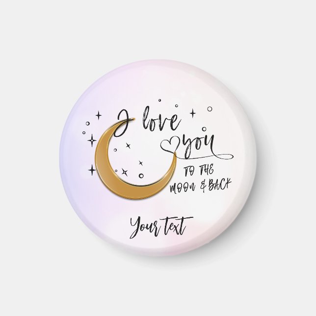 Íman Eu amo você personalizado até a lua e de volta (Frente)