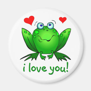 Íman Eu Amo Você Sapo Desenho Animado Verde Fofo Branco