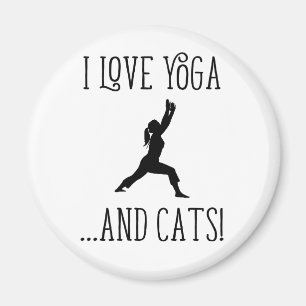 Íman Eu amo Yoga e Cats Black Letters