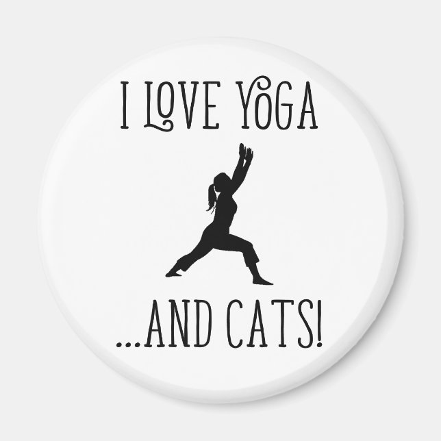 Íman Eu amo Yoga e Cats Black Letters (Frente)