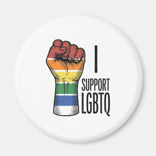 Íman Eu Apoio Camisa de Punho Orgulho Vintage LGBTQ Des