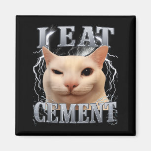 Íman Eu Como Cimento Silly Cat Meme Engraçado Homens Mu