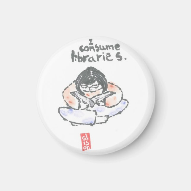 Íman "Eu consumo bibliotecas" (Frente)