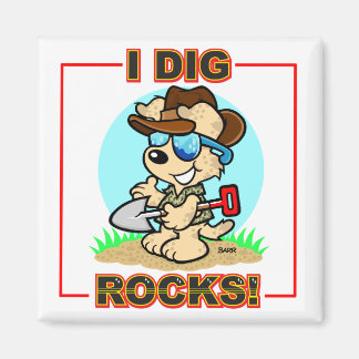 Íman Eu Dig Rocks! Magneta quadrada
