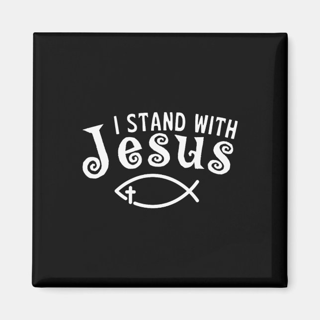 Íman Eu Fico Com Jesus Testemunho Cristão Fé Peixe (Frente)