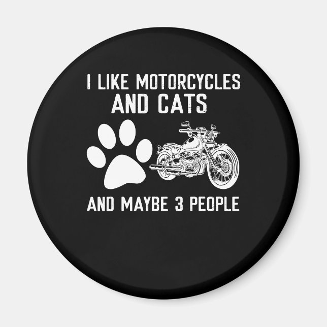 Íman Eu Gosto De Motociclos E Gatos De Arte Engraçada (Frente)