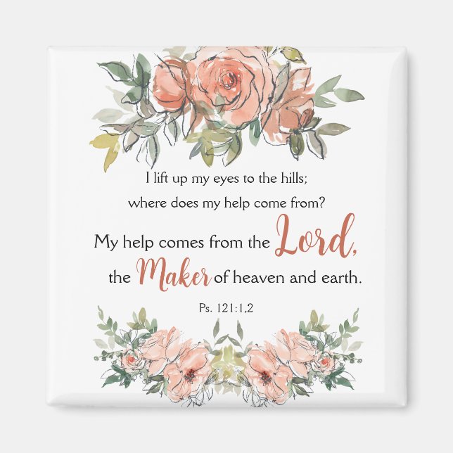 Íman "Eu Levanto Os Olhos" Bíblia Verso Elegante Aquare (Frente)