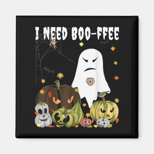 Íman Eu Preciso de Boo-ffee Fantasma Abóbora Café Amant (Frente)