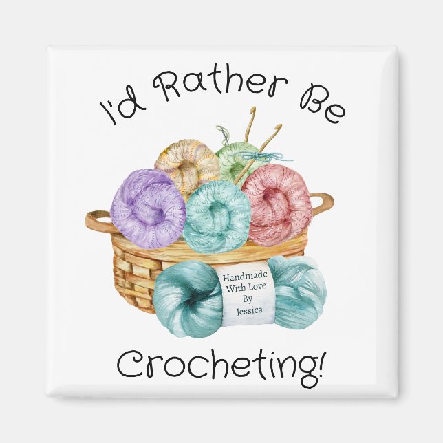 Íman Eu Preferiria Estar Crochetando Personalizado (Frente)