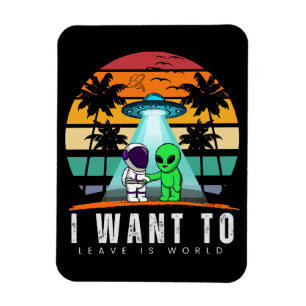 Íman Eu Quero Deixar é mundo Alien Vintage Pôr do Sol