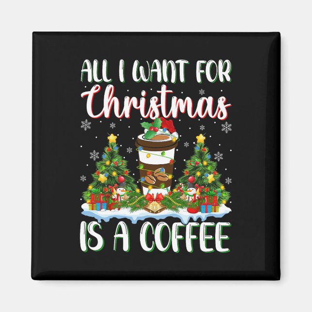 Íman Eu Quero O Natal É Um Café Xmas Tree Lights (Frente)