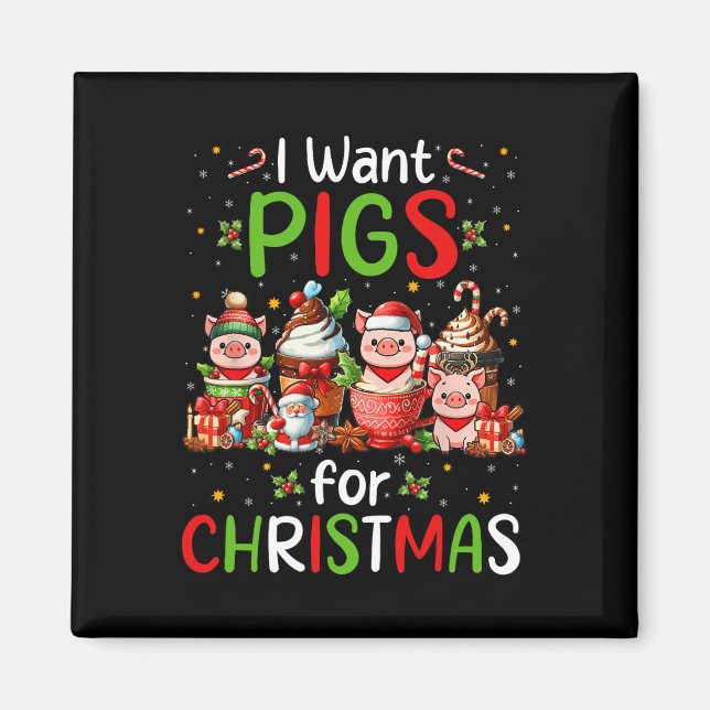 Íman Eu Quero Porcos Para Café De Natal Farmer (Frente)