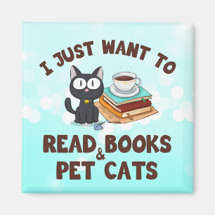 Íman Eu só quero ler livros e gatos de estimação