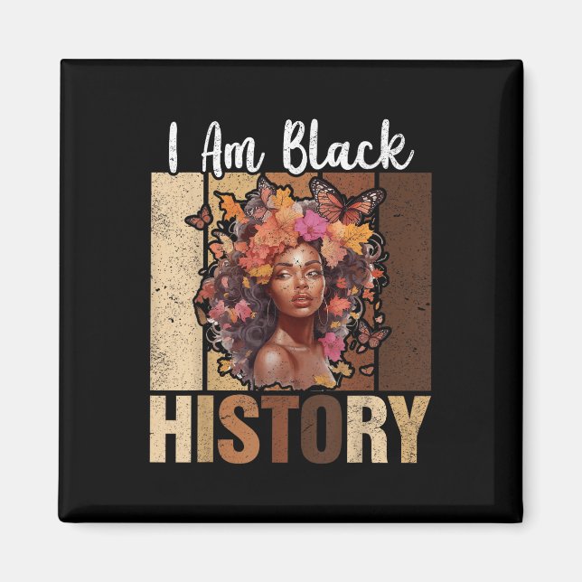Íman Eu sou a Black History Month Black Melanin Afro Gi (Frente)