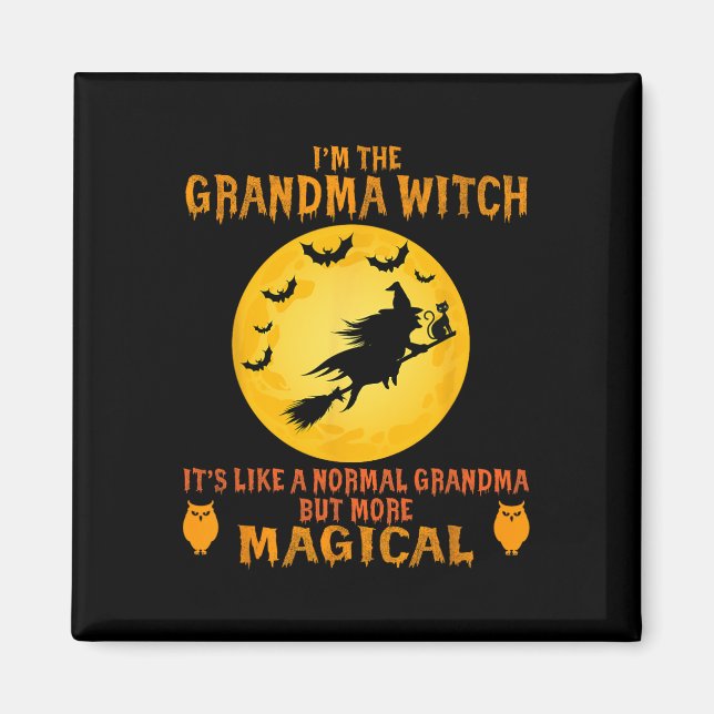 Íman Eu Sou A Vovó Bruxa Halloween Broom (Frente)