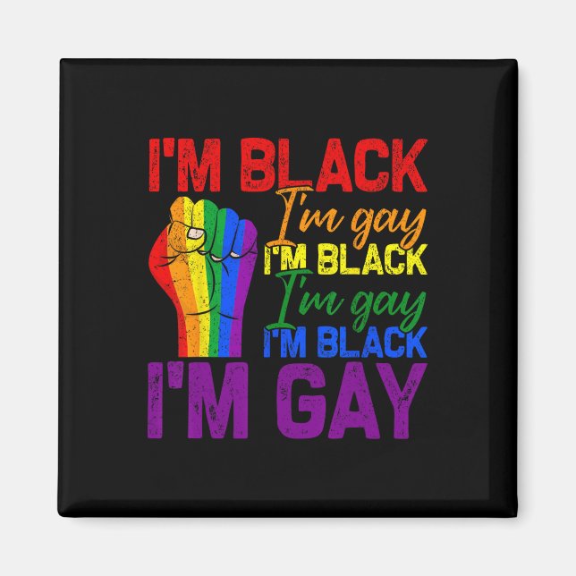 Íman Eu sou Black Im Power Fist Lgbtq Pride Black Hist (Frente)