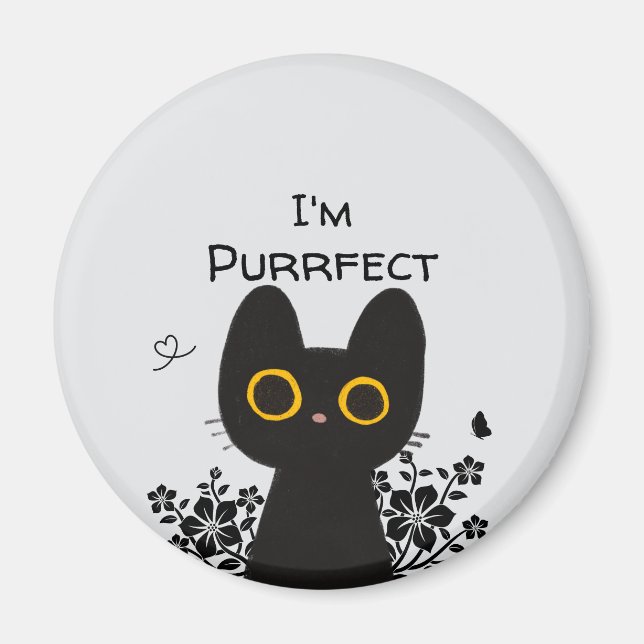 Íman Eu Sou Ímã de Gato Preto Fofo Perfeito (Frente)