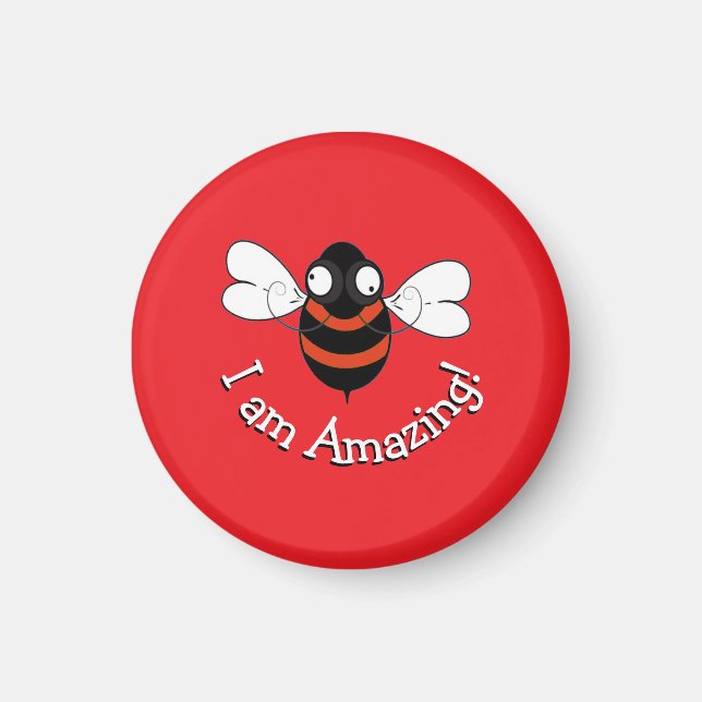 Íman Eu Sou Incrível! Ímã - Fundo Vermelho (Frente)