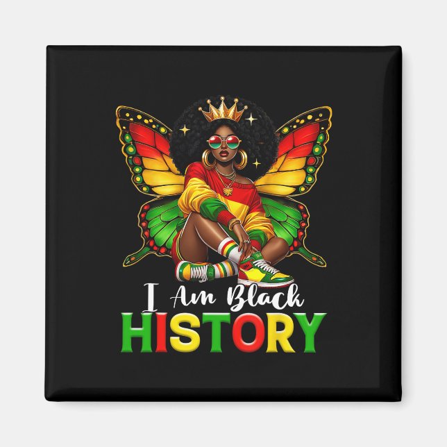 Íman Eu Sou Mês da História Negra Borboleta Afro-Americ (Frente)