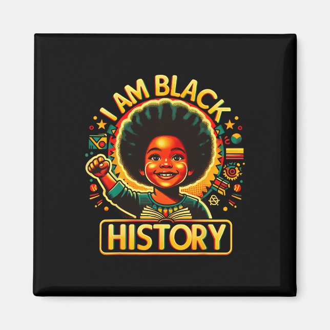 Íman Eu Sou Mês da História Negra Meninos Afro-American (Frente)