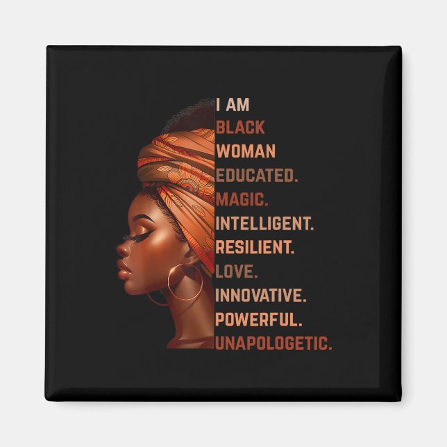 Íman Eu Sou Mulher Negra Educada Mágica Inteligente Mel (Frente)