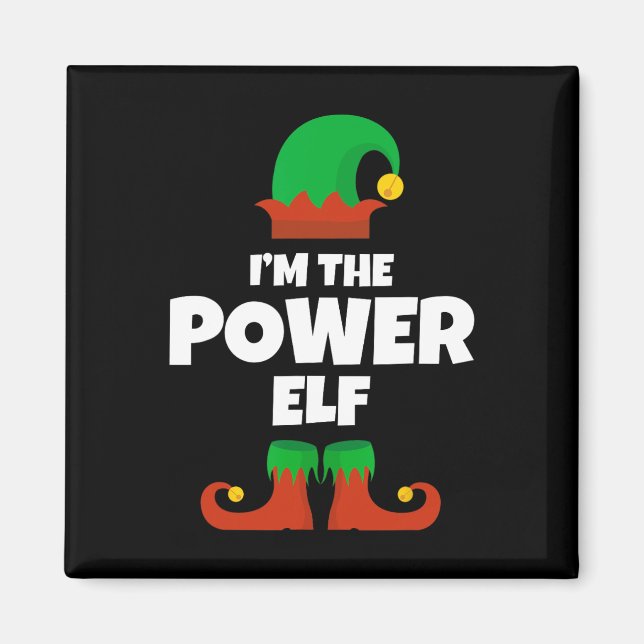 Íman Eu sou o Power Elf Family Pajama Natal Engraçado (Frente)