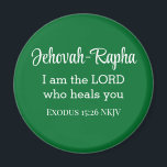 Íman Eu sou o Senhor que te cura Bíblia Verso Verde<br><div class="desc">Este belo ímã apresenta um dos nomes de Deus e um poderoso verso bíblia do livro de Êxodo onde Deus declara que Ele é o nosso curandeiro.</div>