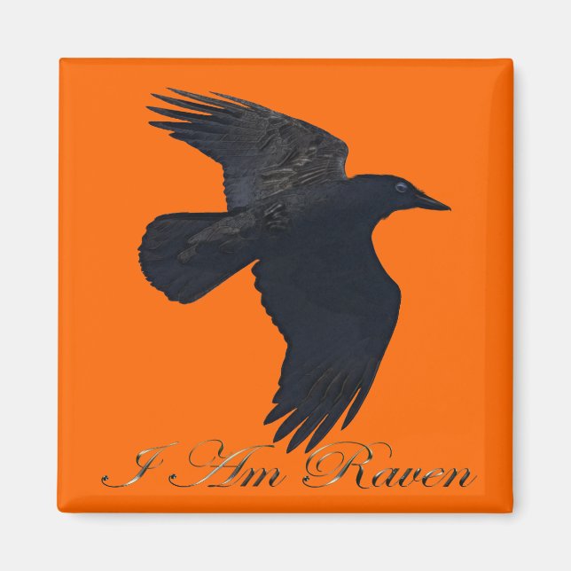 Íman Eu sou RAVEN Flying Crow Art Magnet (Frente)