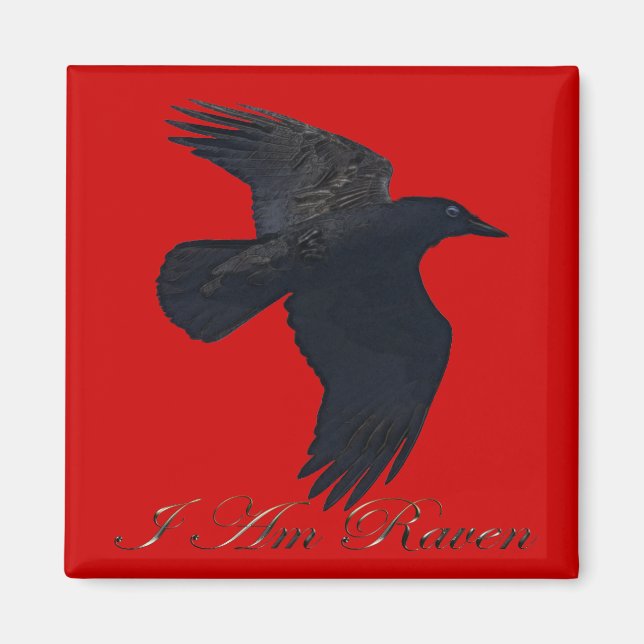 Íman Eu sou RAVEN Flying Crow Art Magnet (Frente)