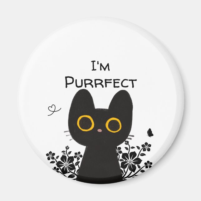 Íman Eu Sou um Ímã de Gato Preto Fofo Perfeito (Frente)