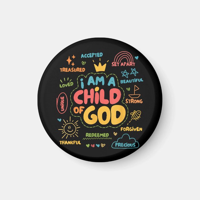 Íman Eu sou uma Criança de Deus Fé Cristã Retro Jesus (Frente)