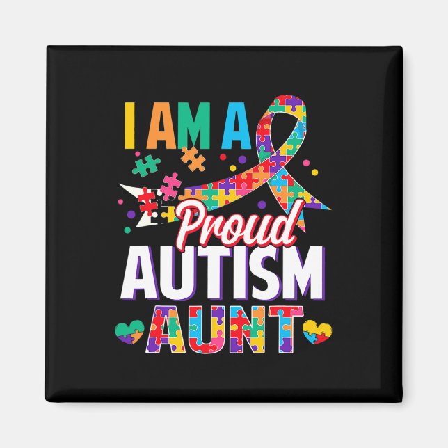 Íman Eu sou uma tia autista orgulhosa Quebra-cabeça Pi (Frente)