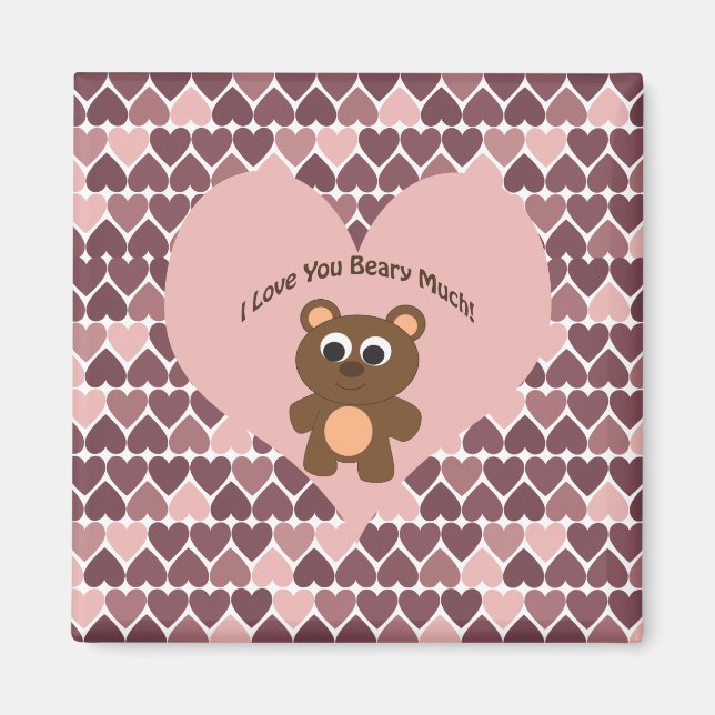 Íman Eu te amo Beary Much! Fundo do Coração (Frente)