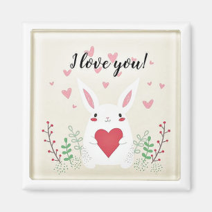 Íman Eu Te Amo Bela Coelhinha Romântica Magnet