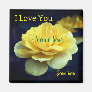 Íman Eu Te Amo Flor Rosa Amarelo Personalizado