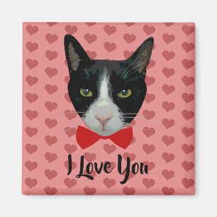 Íman Eu te amo - gato do smoking com laço