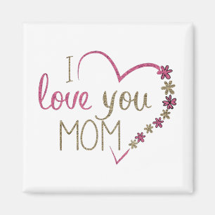 Íman Eu Te Amo Mãe Coração Glitter