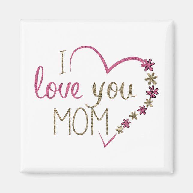 Íman Eu Te Amo Mãe Coração Glitter (Frente)