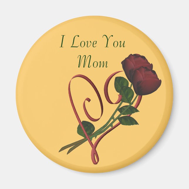 Íman Eu Te Amo Mãe Rosa vermelha Magnet (Frente)
