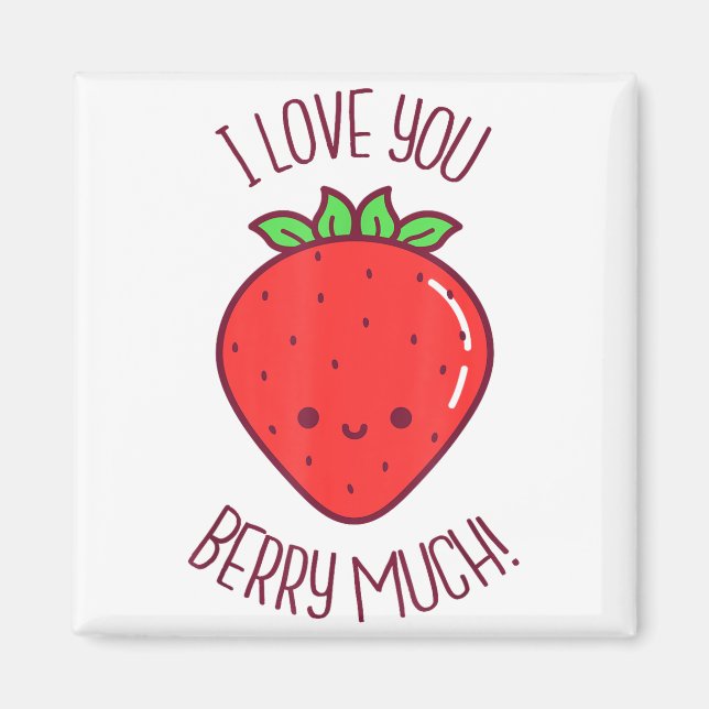 Íman Eu Te Amo Muito Kawaii Morango Dia dos Namorados (Frente)