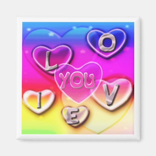 Íman Eu te amo nuvens de coração (Frente)
