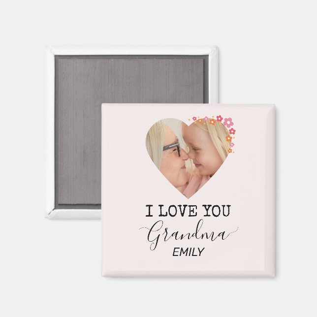 Íman Eu Te Amo Vovó | Ímã de Foto Personalizado (Front/Back)