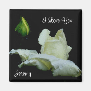 Íman Eu Te Amo White Rosebud Personalizado