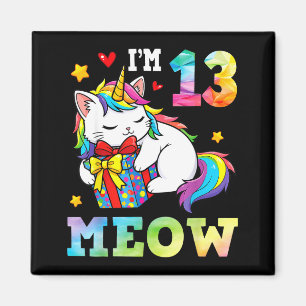 Íman Eu Tenho 13 Anos de Idade Gato Unicórnio Meow Aniv